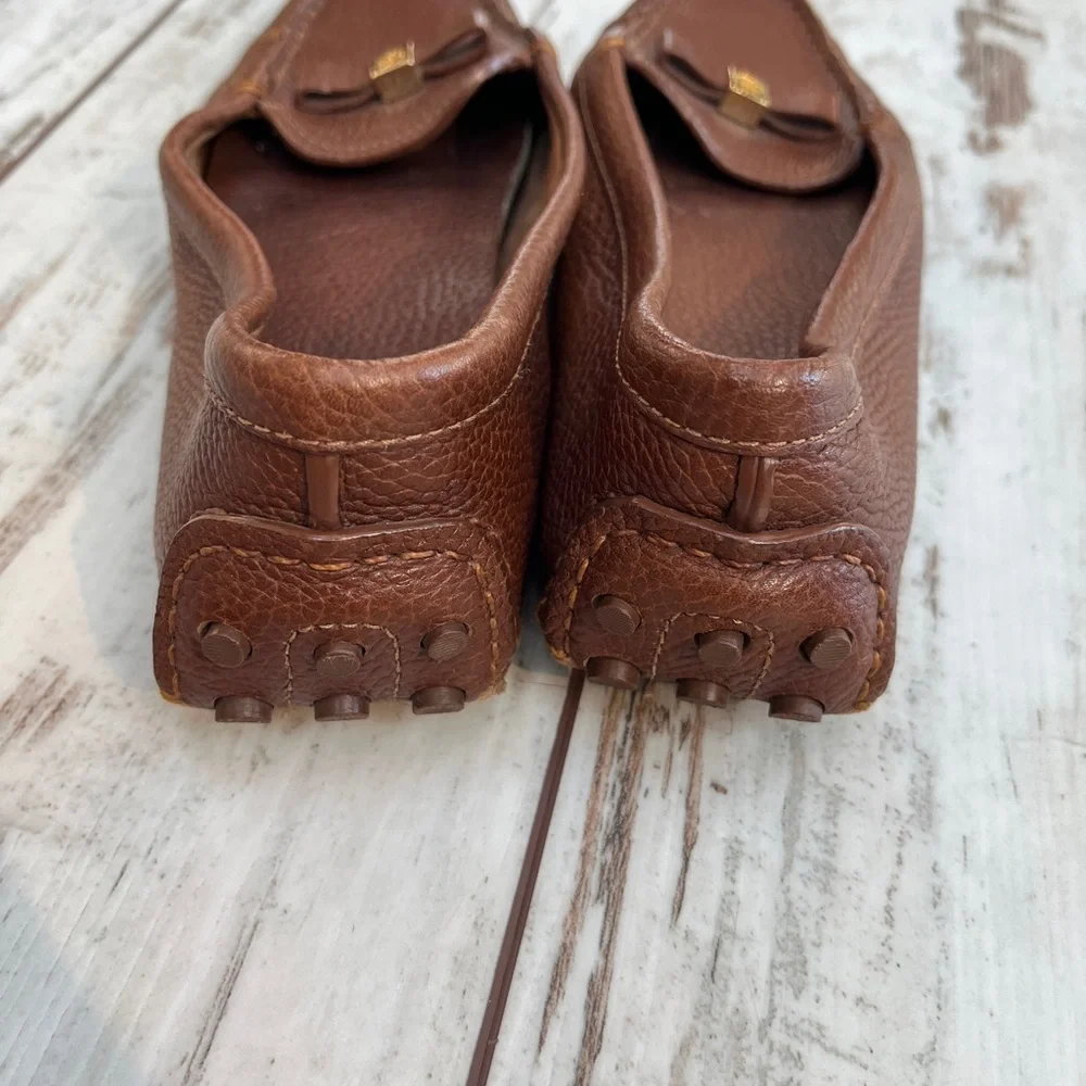Tory Burch Ludlow Brown Pebbled Leather Driving Loafers - Size 8.5 - Picture 16 of 16